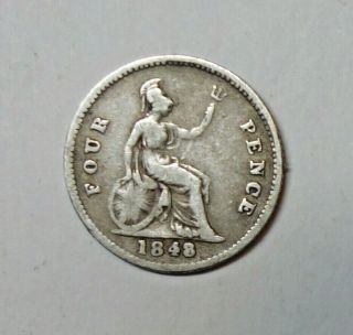 Great Britain : Silver Four Pence 1848.  0.  925 Silver