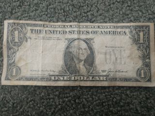 $1 Note 1985 Overprint Serial On Reverse