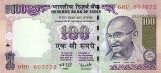 India 100 Rupees 2007 Unc P.  98 Mahatma Gandhi