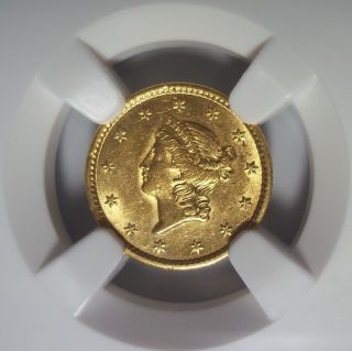 1851 GOLD LIBERTY HEAD $1 COIN NGC AU58 RARE TYPE 1 ONE DOLLAR GOLD 2