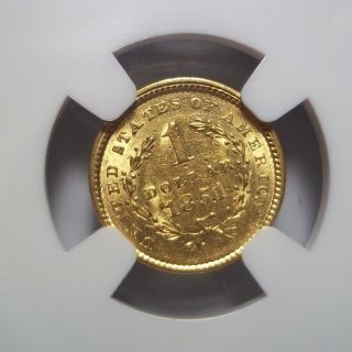 1851 GOLD LIBERTY HEAD $1 COIN NGC AU58 RARE TYPE 1 ONE DOLLAR GOLD 4