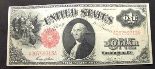1917 $1 United States Legal Tender Note,  Red Seal Fr 37 Vg,
