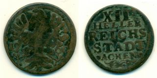 1760 Aachen 12 Heller Coin