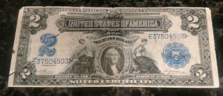 1899 Large Circulated Two Dollar $2 Silver Certificate Mini Porthole