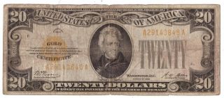 1928 Gold Certificate Currency Note $20 Twenty Dollar Bill F - 2402 R31