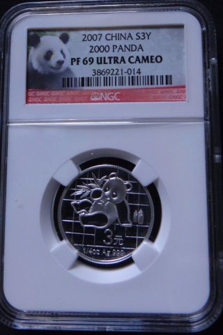 2007 China 3 Yuan 25th Anniversary Silver 2000 Panda Error Ngc Pf 69 Ultra Cameo