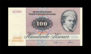 1972 Denmark 100 Kroner Banknote Consecutive 1 Of 2 " A " ( (aunc))