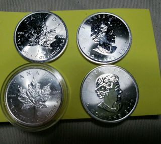 2017 Canadian Maple Leaf Design (5 Dollar Coin) Bu 4 Oz.  9999 Silver Bullion