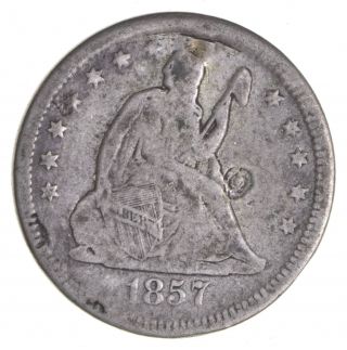 Tough - 1857 Seated Liberty Quarter - Early Us Type Coin - Historic 792