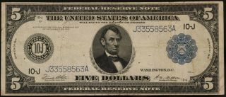 1914 $5 Federal Reserve Note - Kansas City - F - 883A 2