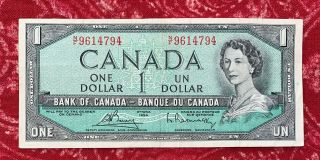 Bank Of Canada 1954 1 Dollar Banknote Bouey Rasminsky Combined