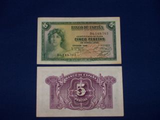 5 Pesetas Bank Note From Spain Issued 1935