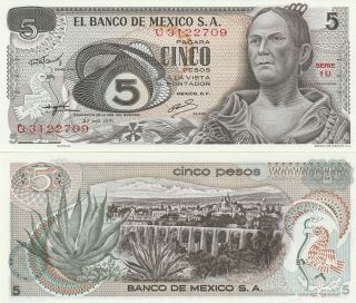 Mexico: 5 Pesos La Corregidora 27 De Oct 1971 El Banco De Mexico Unc.