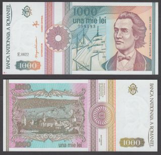 Romania 1000 Lei 1991 (au - Unc) Crisp Banknote P - 101a