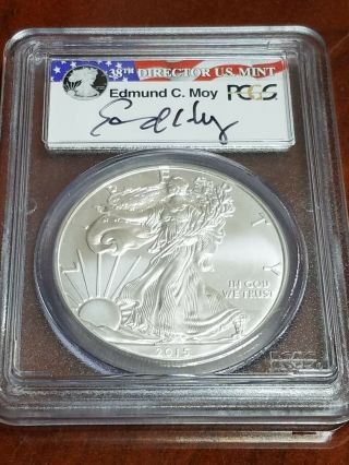 2015 American Silver Eagle - Pcgs Ms70 - First Strike - Moy Signed 535910.  70