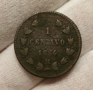 Mexico 1864 1 Centavo Empire Of Maximilian Maximiliano Copper Mexican Coin Km384