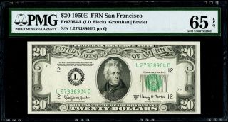 $20 1950e Federal Reserve Note San Francisco Fr 2064 Pmg 65 Epq Gem Uncirculated