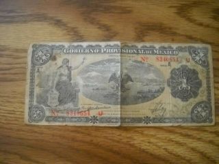 1 Peso Note,  Serie A,  Gobierno Provisional De Mexico,  1914