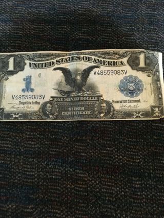 One Dollar " Black Eagle " Blue Seal 1899 Silver Certificate