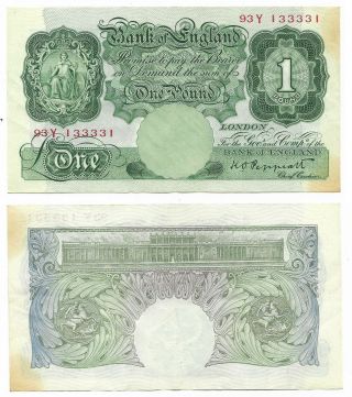 Great Britain Note 1 Pound (1934 - 39) Peppiat Prefix 93y P 363c