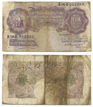 Great Britain Note 10 Shillings (1940) Peppiat Prefix S06d P 366