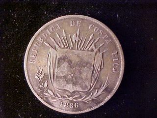 Costa Rica 50 Centavos 1866 Gw Rim Cuts