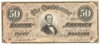 Confederate States Of America,  Cr.  T - 66/499 $50 4 Ser,  Za,  Feby 17,  1864 Unc