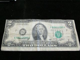 1976 United States $2 Federal Reserve Note Offset Printing Overprint Error