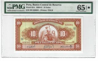 P - 82a 1960 10 Soles,  Peru,  Banco Central De Reserva,  Pmg 65epq Star