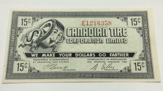1962 Canadian Tire 15 Cents Ctc - 7 - C Almost Uncirculated Money Banknote D118