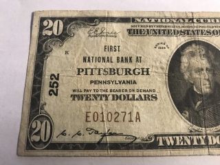 1929 $20 First National Bank Of Pittsburgh,  Pa Pennsylvania Ch 252