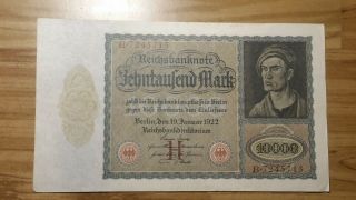Germany,  10,  000 Mark Vintage Bank Note.  1922