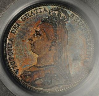 1887 Pcgs Ms64 England/great Britain Sixpence Jubilee Head Toned 6 Six Pence
