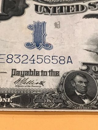 1899 $1 Silver Certificate,  Better Black Eagle One Dollar Note,  Scarce Signature 4