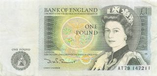 Great Britain 1 Pound Nd.  1981 P 377b Series At79 Circulated Banknote Rx18