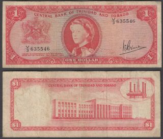 Trinidad & Tobago 1 Dollar 1964 (f) Qeii Banknote P - 26c