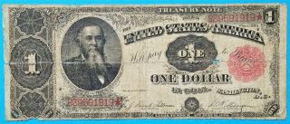 1891 $1 " Stanton " One Dollar Large Treasury Note Fr.  351 Tillman | Morgan