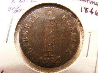 Haiti 1846 1 Centime,  Km 25.  2,  Vf,  /xf,  Very Well Centered