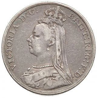 1889 Queen Victoria British Silver Jubilee Head 1 Crown
