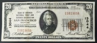 1929 $20 Bank Of America National Trust And Savings Association,  San Francisco