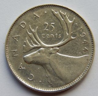 1944 Canada 25 Cents Silver Coin Sb5622