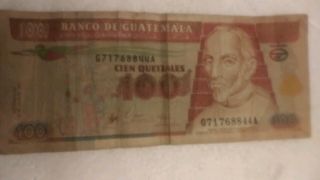 Banco De Guatemala 100 Cien Quetzales Circulated Ungraded Money Currency Bill