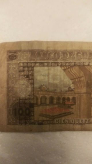 Banco De Guatemala 100 Cien Quetzales Circulated Ungraded Money Currency Bill 5