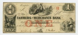1854 $1 The Farmers And Merchants Bank Of Memphis,  Tennessee Note