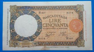 Italy,  Kingdom Of Italy,  50 Lire 29/4/1940,  Azzolini - Urbini,  Xf - / Xf