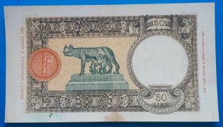Italy,  Kingdom of Italy,  50 lire 29/4/1940,  Azzolini - Urbini,  XF - / XF 2