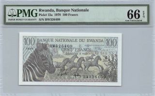 Rwanda 1978 P - 12a Pmg Gem Unc 66 Epq 100 Francs