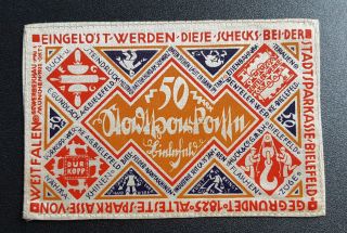 Bielefeld 50 Mark Notgeld Printed On Silk 9.  4.  1922 Germany Banknote (8886)