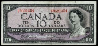 1954 $10 Dollar Banknote Bank Of Canada
