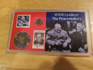 1965 Sir Winston Churchill Wwii Leaders The Peacemakers Stamps And Coin Set